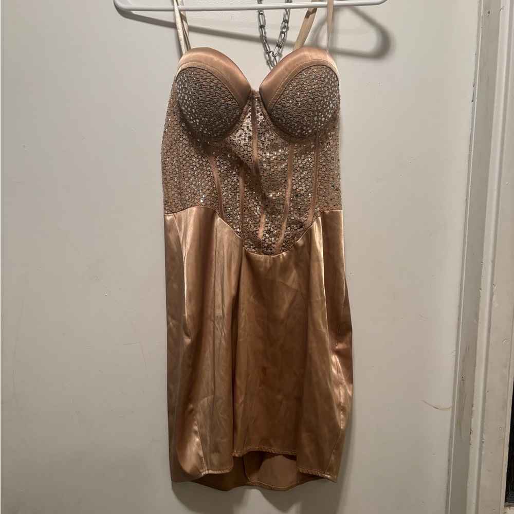Elegant Tan Embellished Dress‎